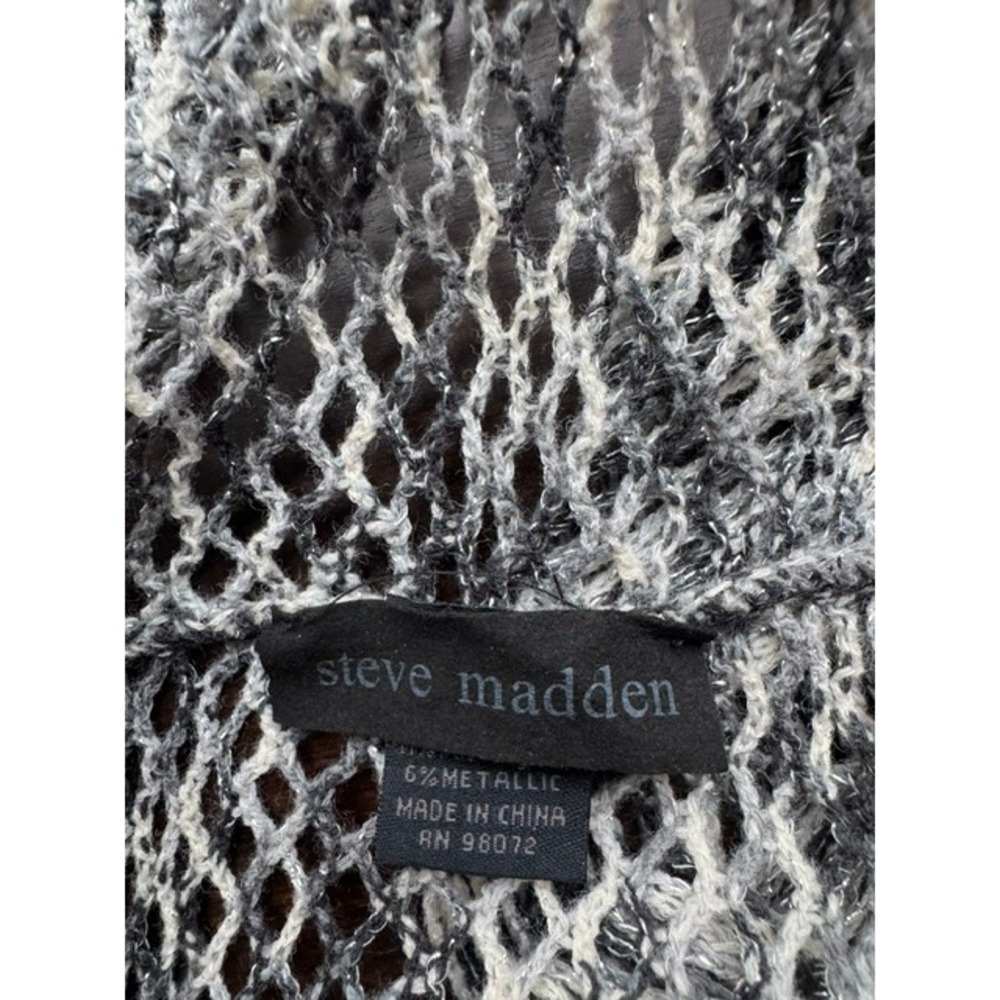 Steve Madden Metallic Open Knit Infinity Scarf Black Gray One Size - Picture 4 of 8